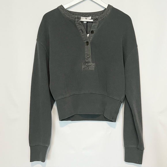 NWT Banana Republic French Terry Henley Sweatshirt S Yosemite Green $140 - Picture 3 of 13